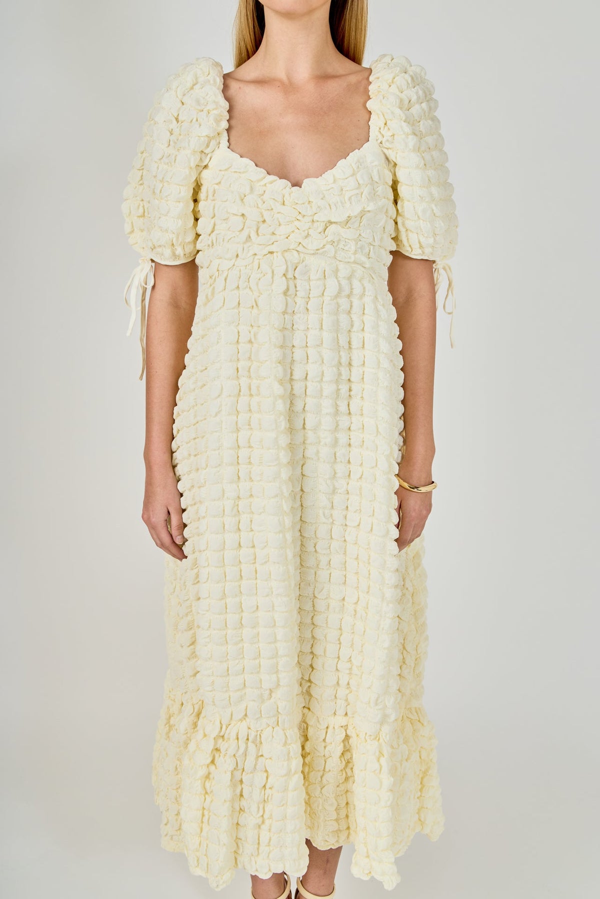 Bubble Puff Sleeve Maxi Dress