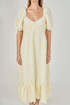 ENDLESS ROSE - Bubble Puff Sleeve Maxi Dress - DRESSES available at Objectrare