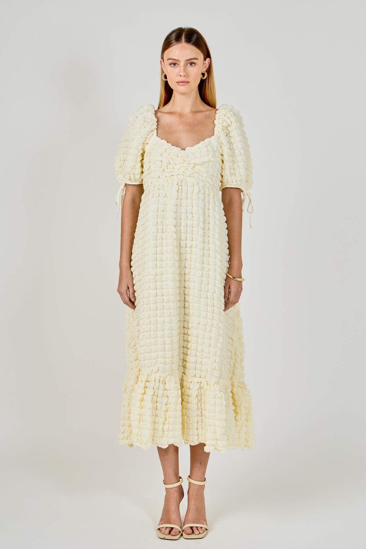 Bubble Puff Sleeve Maxi Dress