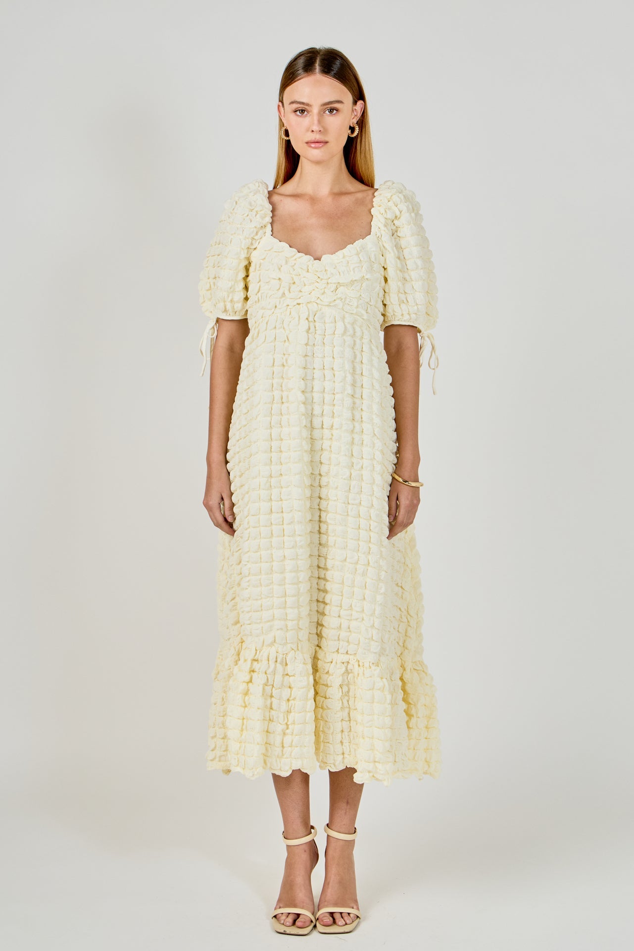 ENDLESS ROSE - Bubble Puff Sleeve Maxi Dress - DRESSES available at Objectrare