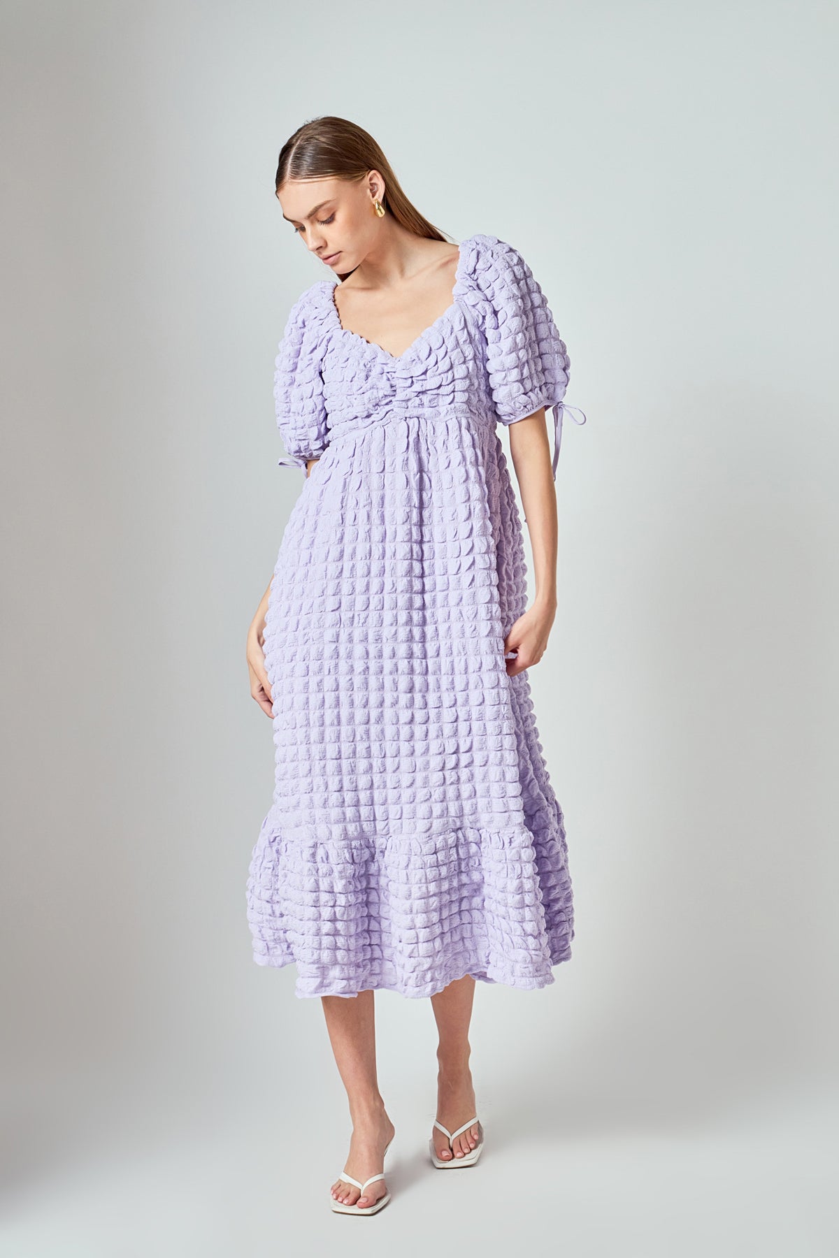 ENDLESS ROSE - Bubble Puff Sleeve Maxi Dress - DRESSES available at Objectrare