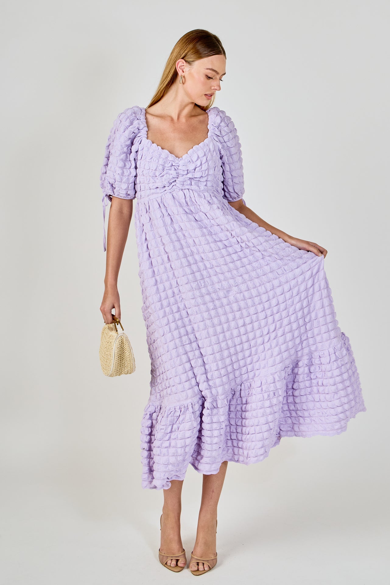 ENDLESS ROSE - Bubble Puff Sleeve Maxi Dress - DRESSES available at Objectrare