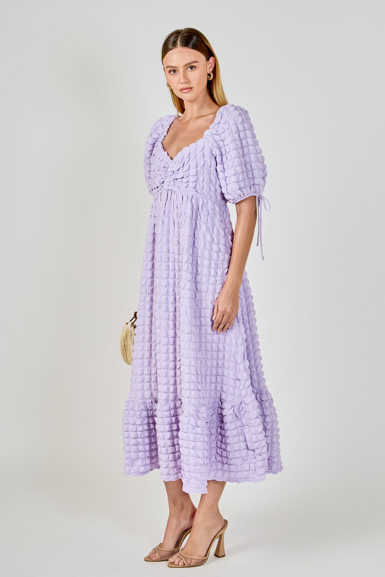 ENDLESS ROSE - Bubble Puff Sleeve Maxi Dress - DRESSES available at Objectrare