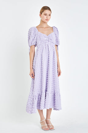 Bubble Puff Sleeve Maxi Dress