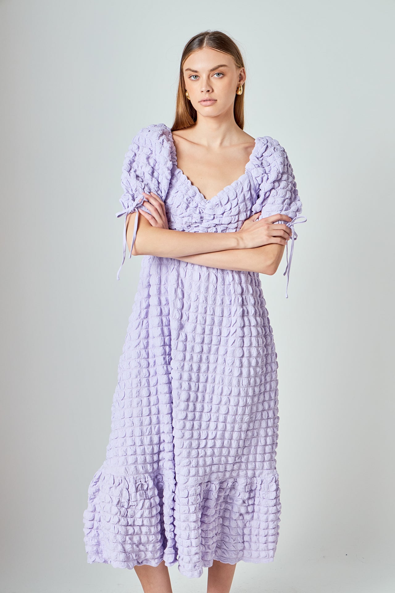 ENDLESS ROSE - Bubble Puff Sleeve Maxi Dress - DRESSES available at Objectrare