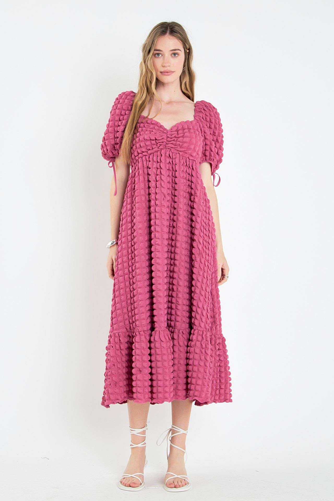 Bubble Puff Sleeve Maxi Dress