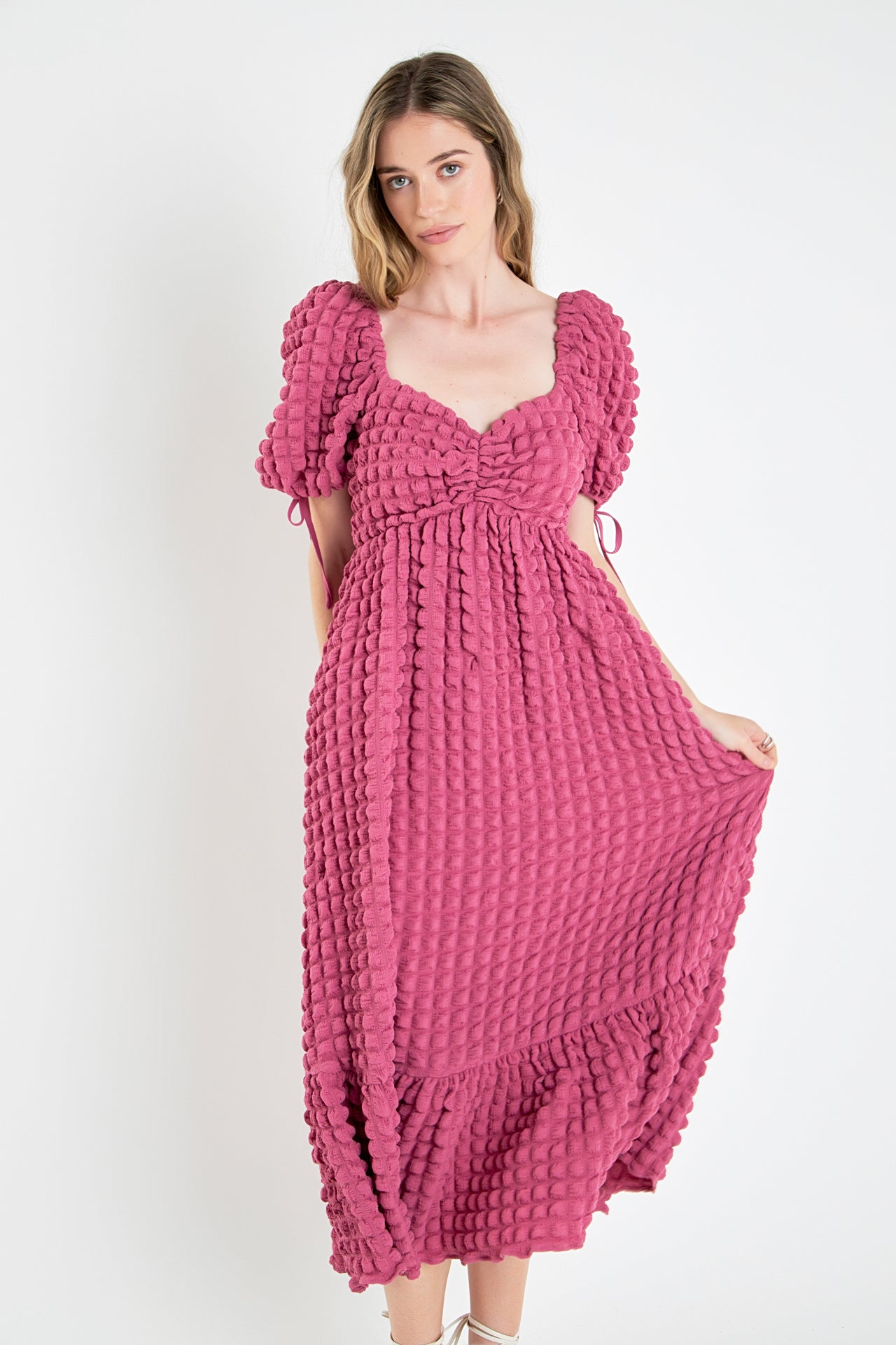 ENDLESS ROSE - Bubble Puff Sleeve Maxi Dress - DRESSES available at Objectrare
