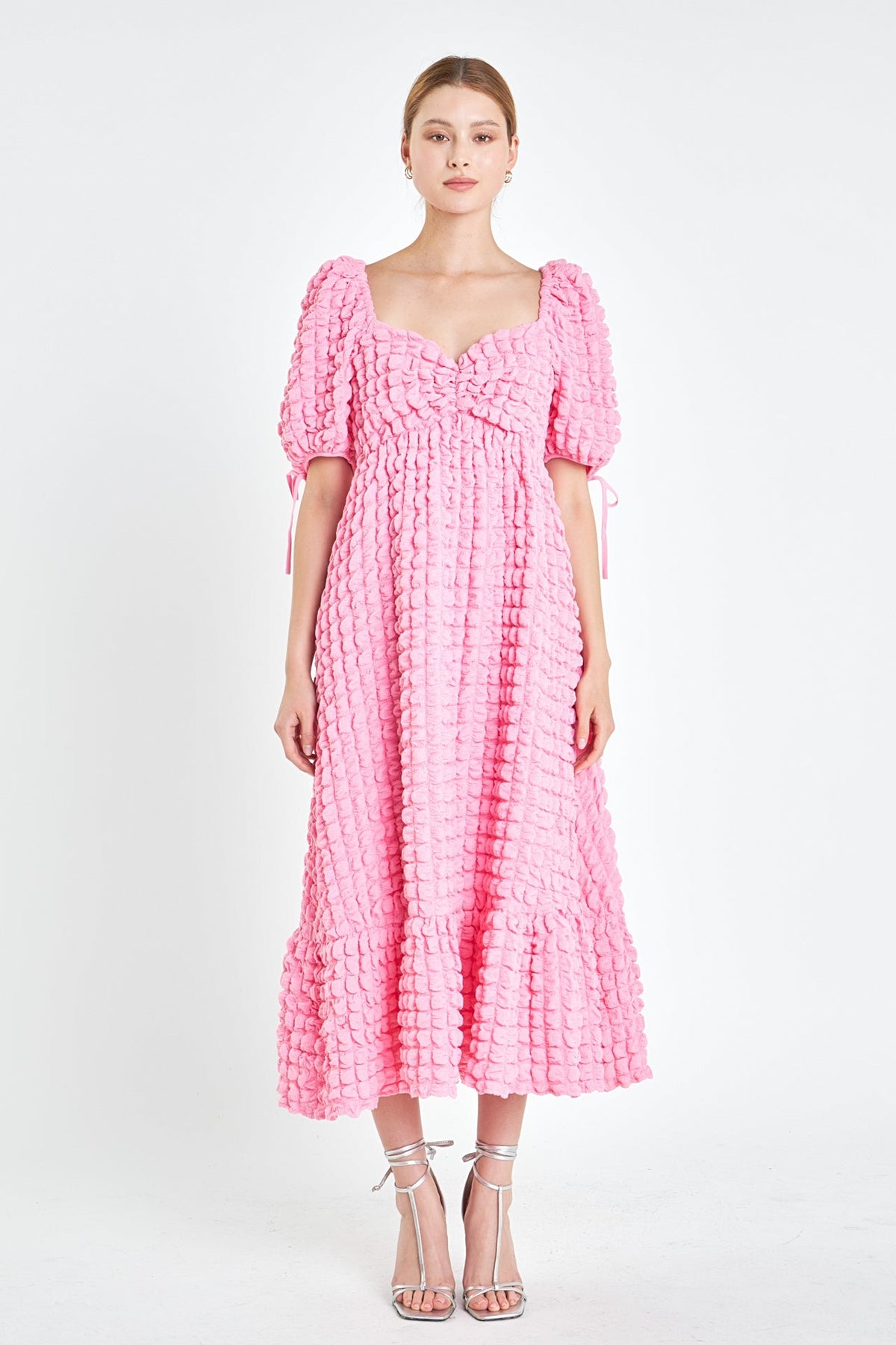 ENDLESS ROSE - Bubble Puff Sleeve Maxi Dress - DRESSES available at Objectrare