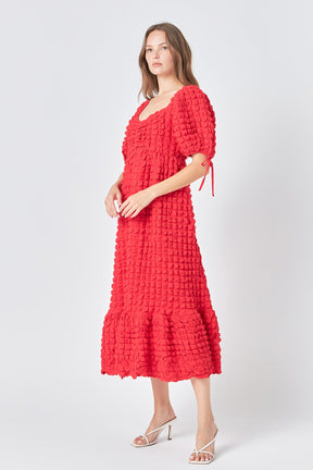 Bubble Puff Sleeve Maxi Dress