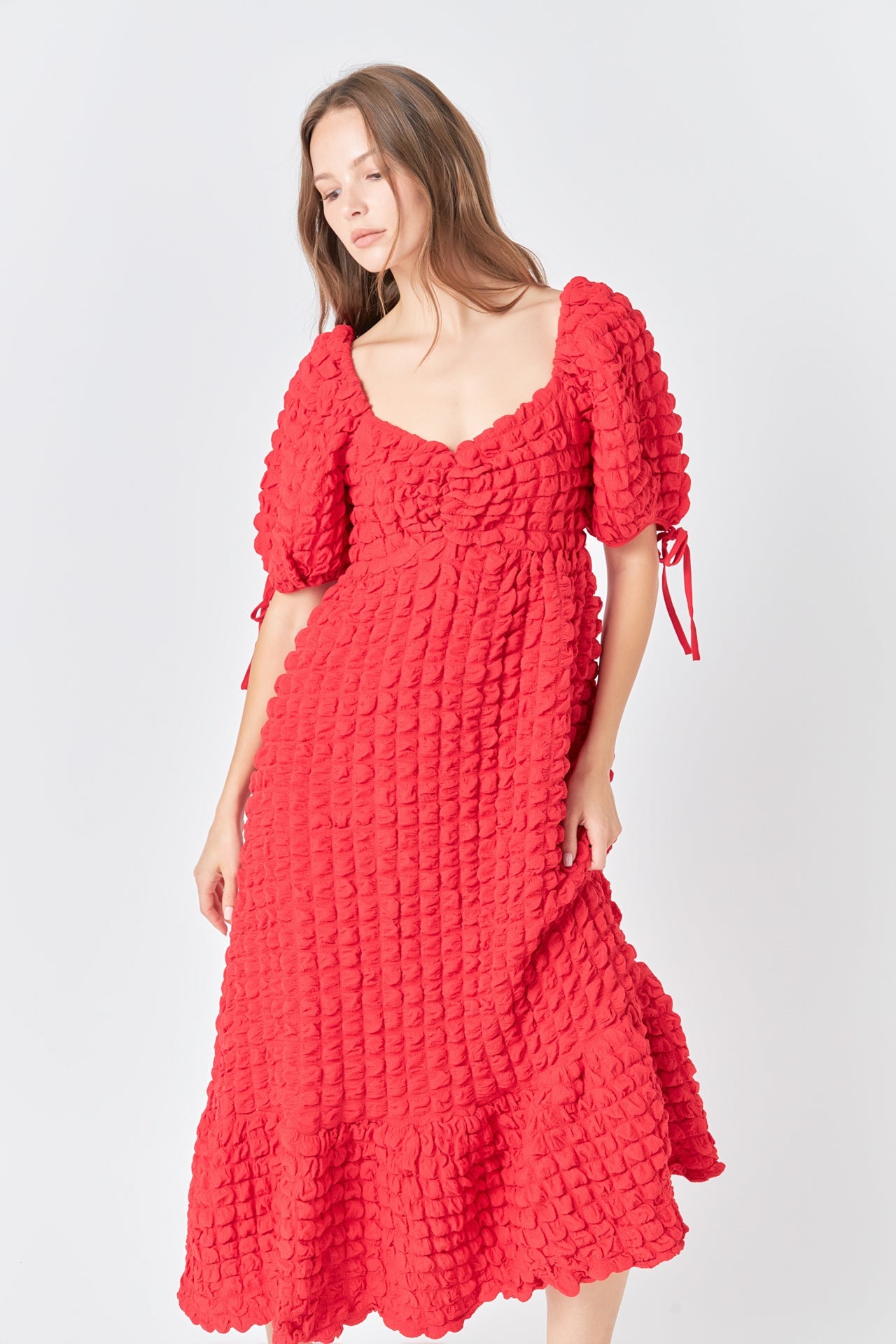 ENDLESS ROSE - Endless Rose - Bubble Puff Sleeve Maxi Dress - DRESSES available at Objectrare