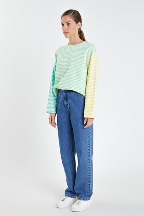 ENGLISH FACTORY - Striped Long Sleeve Shirt - TOPS available at Objectrare