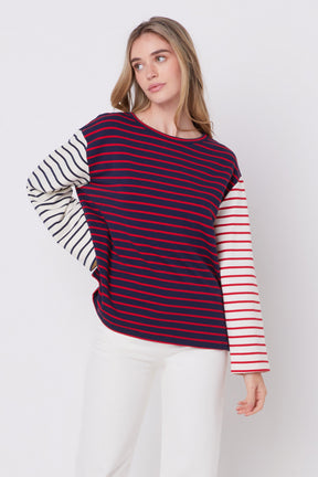 ENGLISH FACTORY - Striped Long Sleeve Shirt - TOPS available at Objectrare