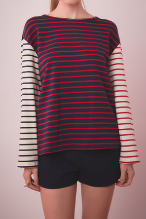 ENGLISH FACTORY - Striped Long Sleeve Shirt - TOPS available at Objectrare