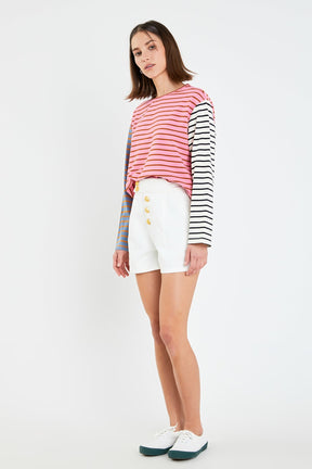 ENGLISH FACTORY - Striped Long Sleeve Shirt - TOPS available at Objectrare
