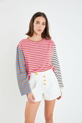 ENGLISH FACTORY - Striped Long Sleeve Shirt - TOPS available at Objectrare
