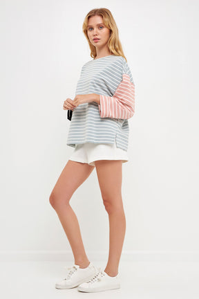 ENGLISH FACTORY - Striped Long Sleeve Shirt - TOPS available at Objectrare