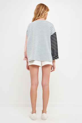 ENGLISH FACTORY - Striped Long Sleeve Shirt - TOPS available at Objectrare