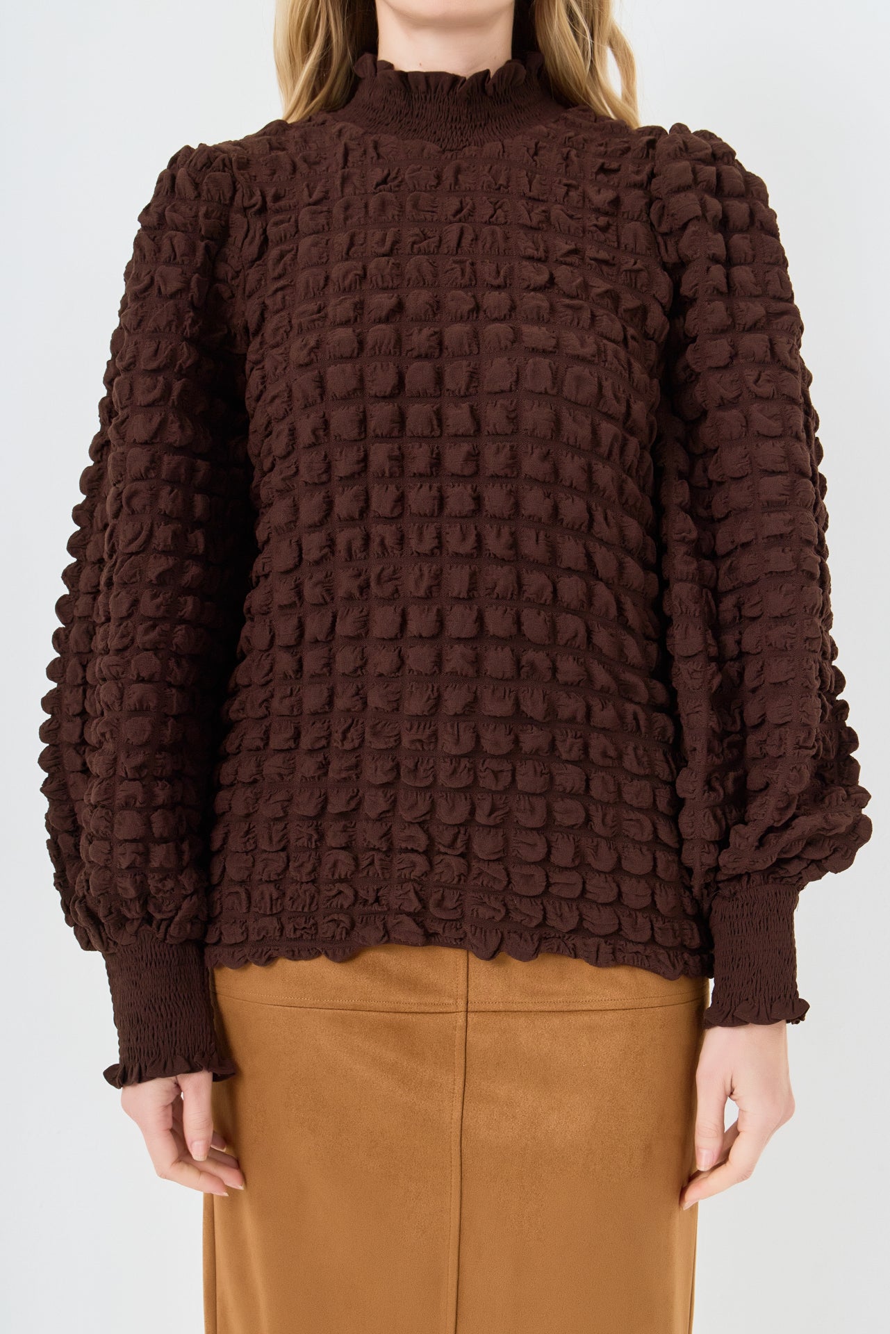 Mock Neck Long-Sleeve Blouse