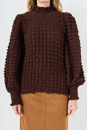 Mock Neck Long-Sleeve Blouse