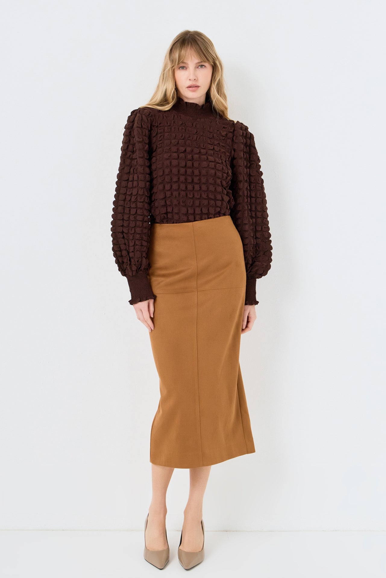 Mock Neck Long-Sleeve Blouse