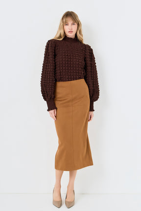 Mock Neck Long-Sleeve Blouse