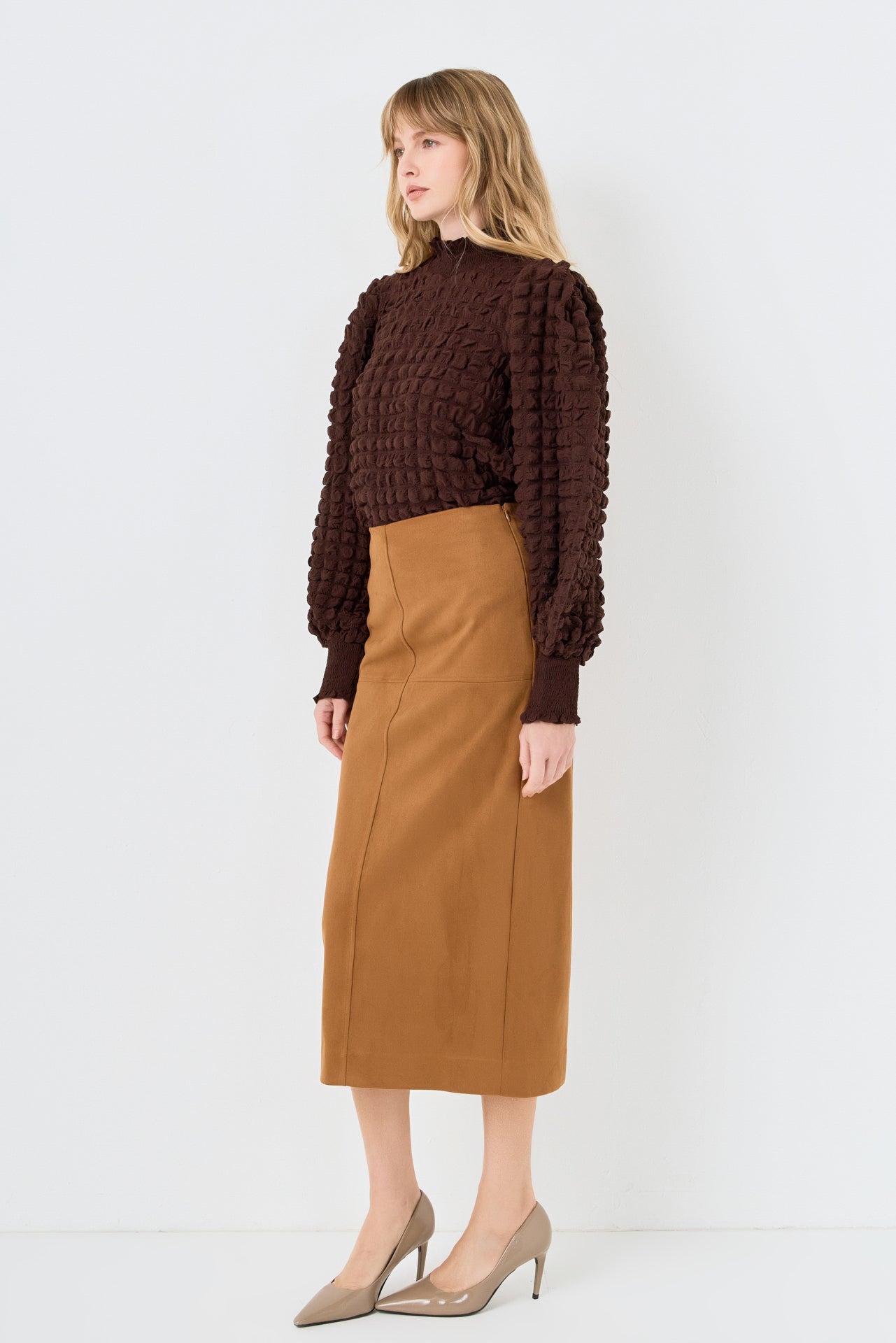 Mock Neck Long-Sleeve Blouse