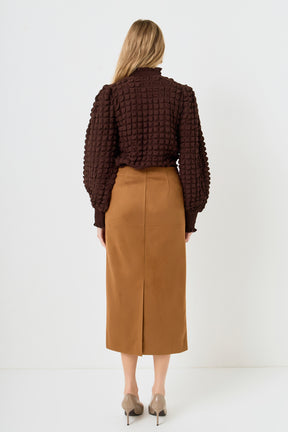 Mock Neck Long-Sleeve Blouse