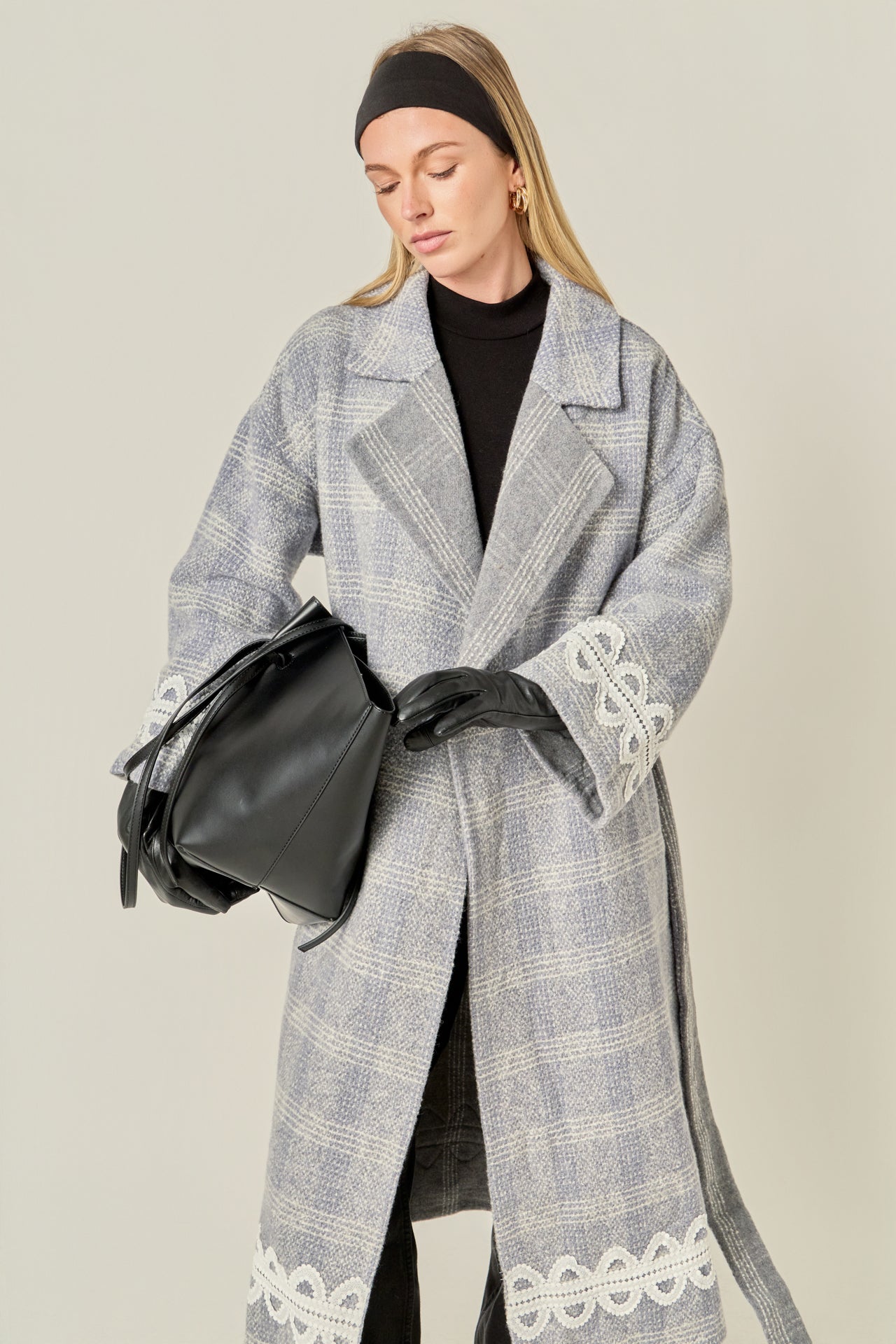 ENGLISH FACTORY - Premium Long Plaid Wrap Coat - COATS available at Objectrare