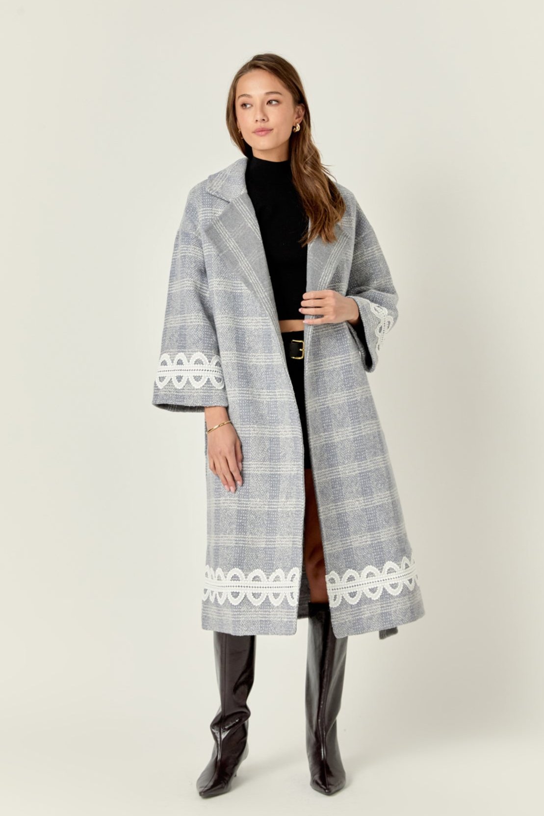 ENGLISH FACTORY - Premium Long Plaid Wrap Coat - COATS available at Objectrare