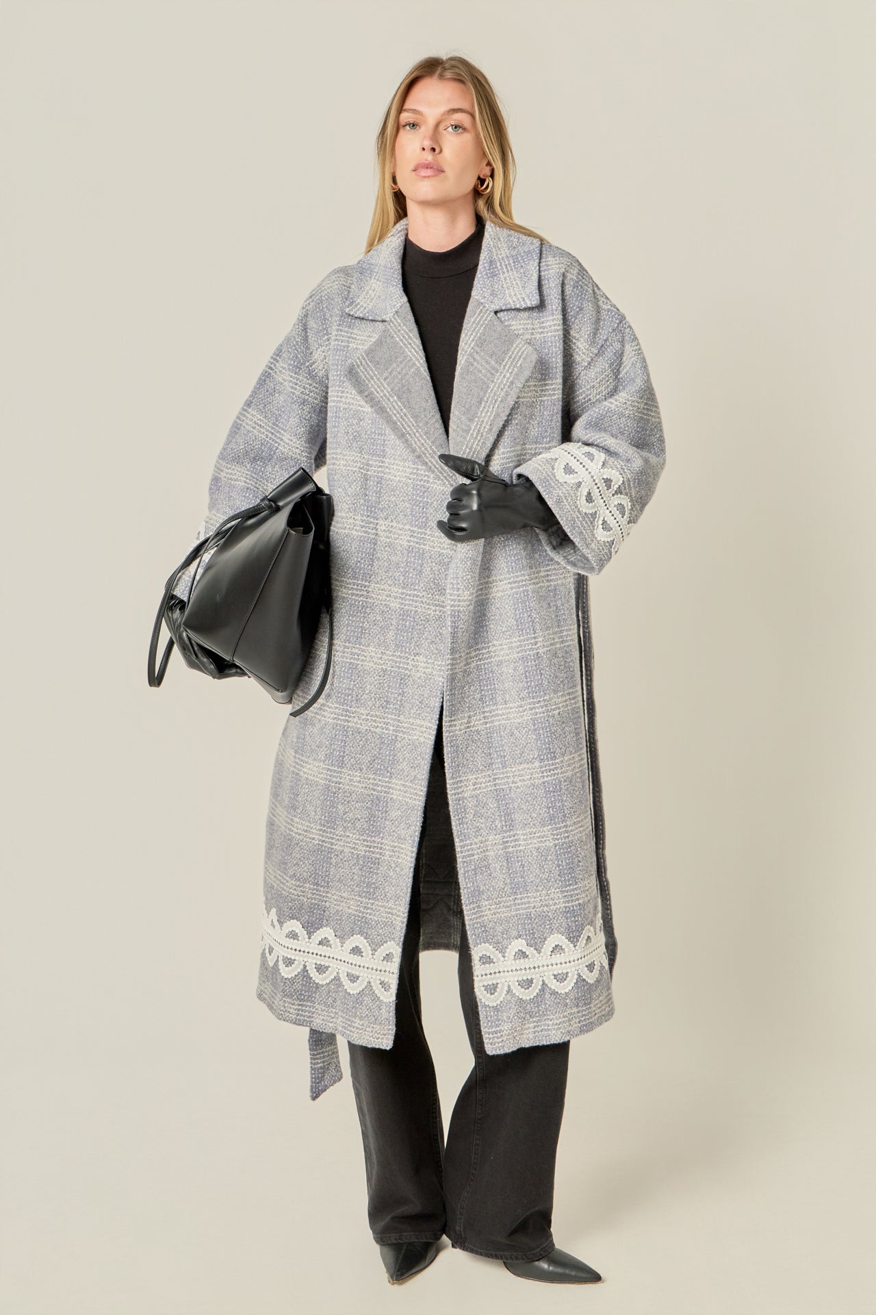 ENGLISH FACTORY - Premium Long Plaid Wrap Coat - COATS available at Objectrare