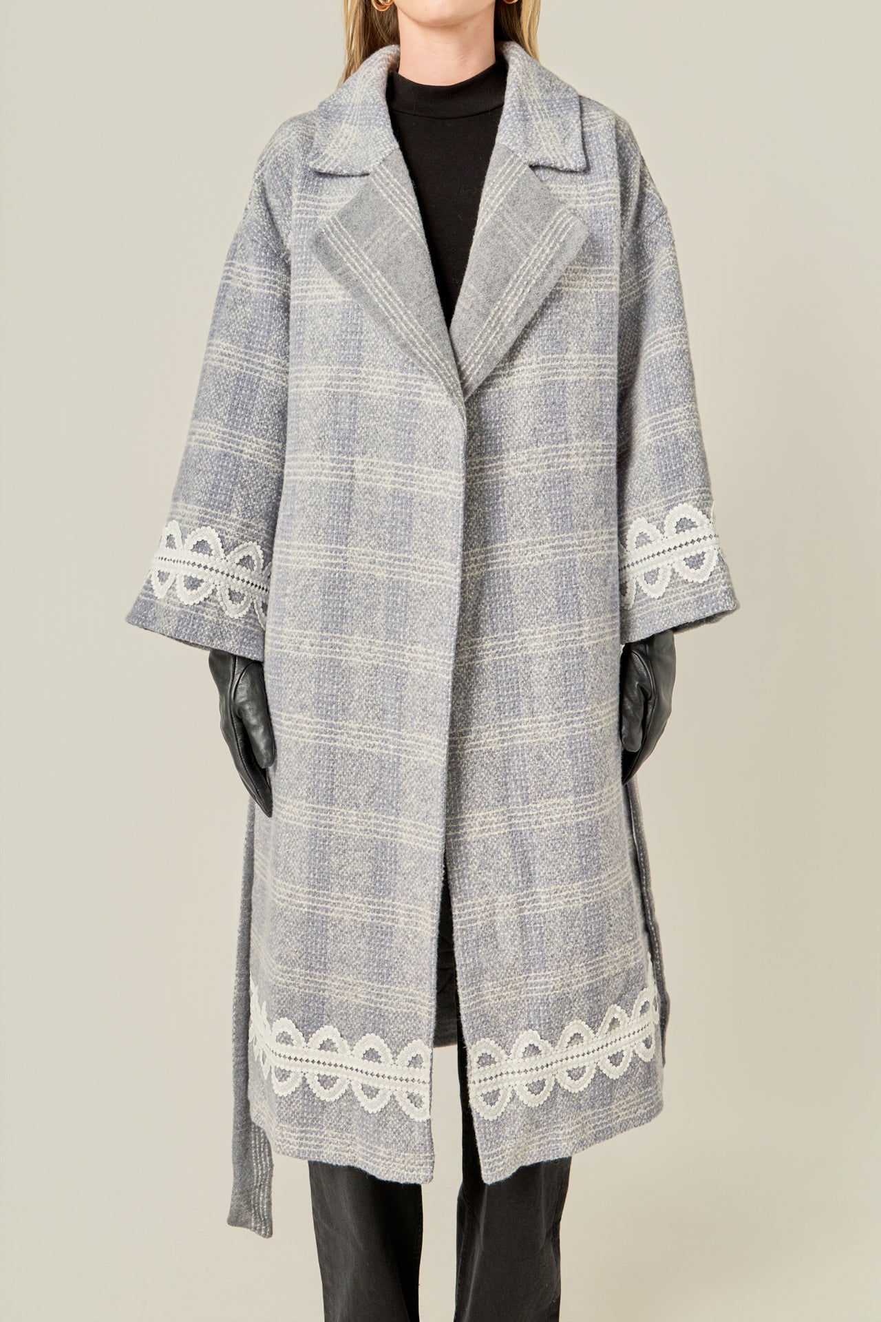 ENGLISH FACTORY - Premium Long Plaid Wrap Coat - COATS available at Objectrare