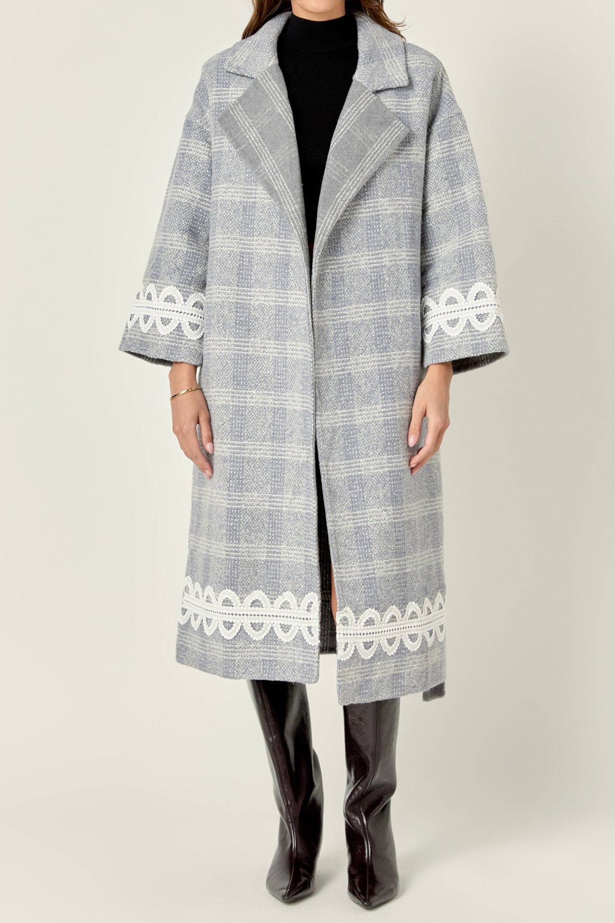 ENGLISH FACTORY - Premium Long Plaid Wrap Coat - COATS available at Objectrare