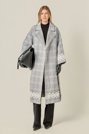 ENGLISH FACTORY - Premium Long Plaid Wrap Coat - COATS available at Objectrare