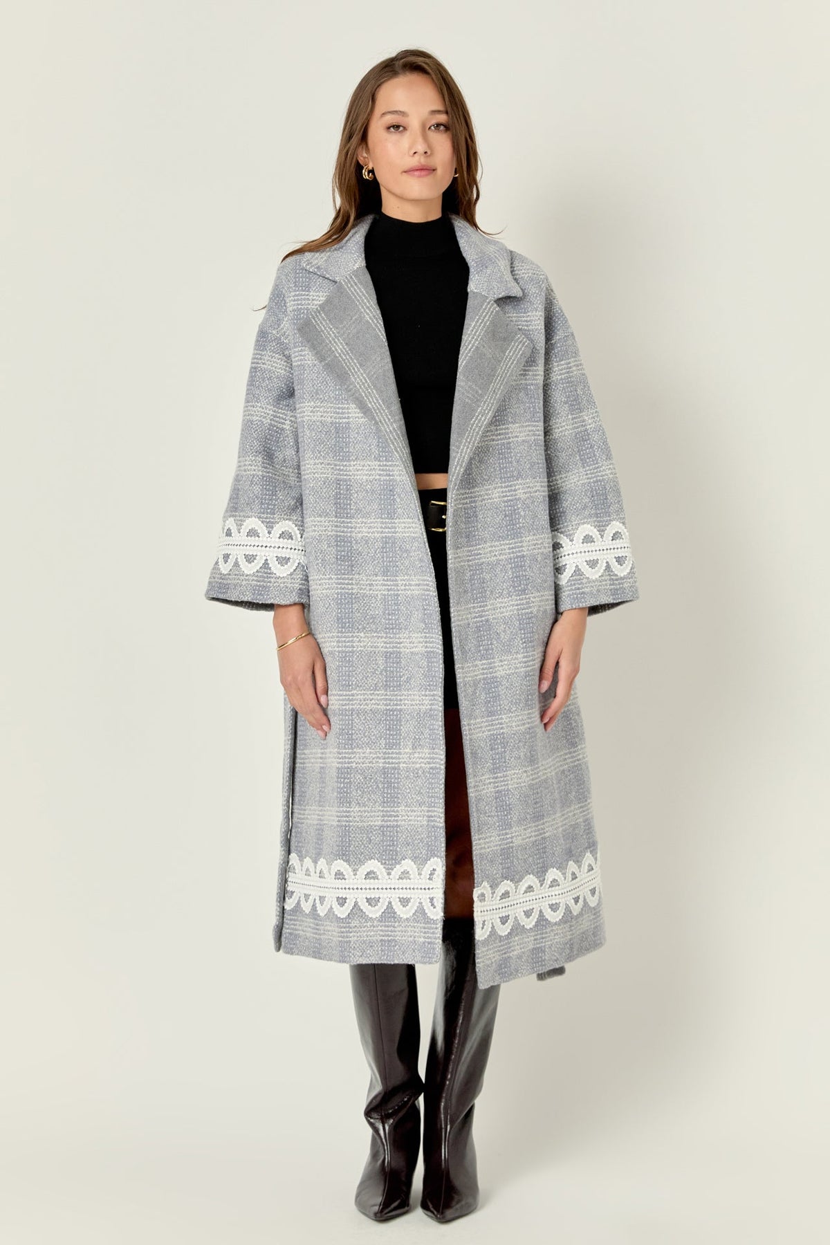 ENGLISH FACTORY - Premium Long Plaid Wrap Coat - COATS available at Objectrare