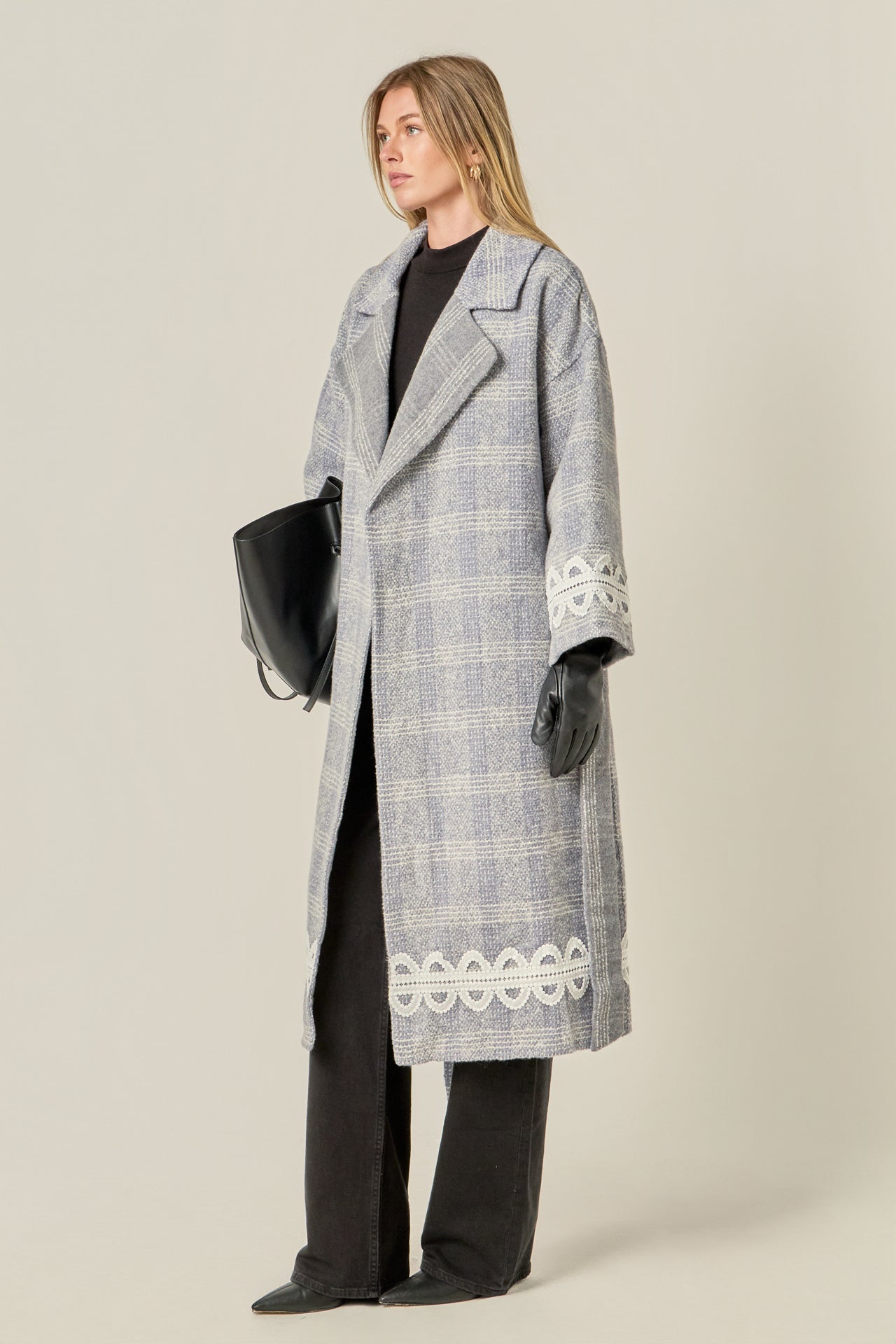 ENGLISH FACTORY - Premium Long Plaid Wrap Coat - COATS available at Objectrare