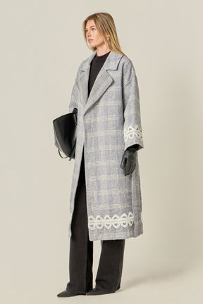 ENGLISH FACTORY - Premium Long Plaid Wrap Coat - COATS available at Objectrare