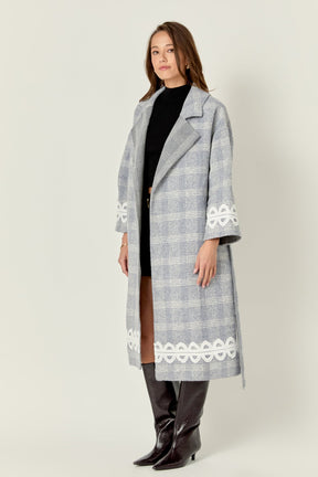 ENGLISH FACTORY - Premium Long Plaid Wrap Coat - COATS available at Objectrare