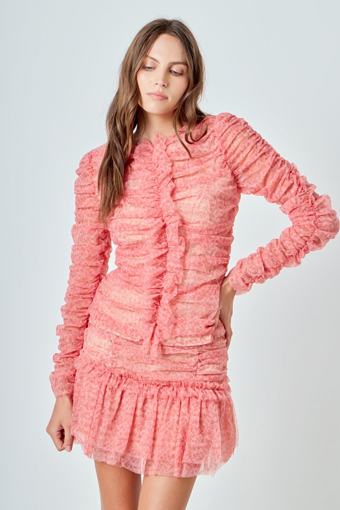 ENDLESS ROSE - Floral Tulle Long Sleeve Top - TOPS available at Objectrare