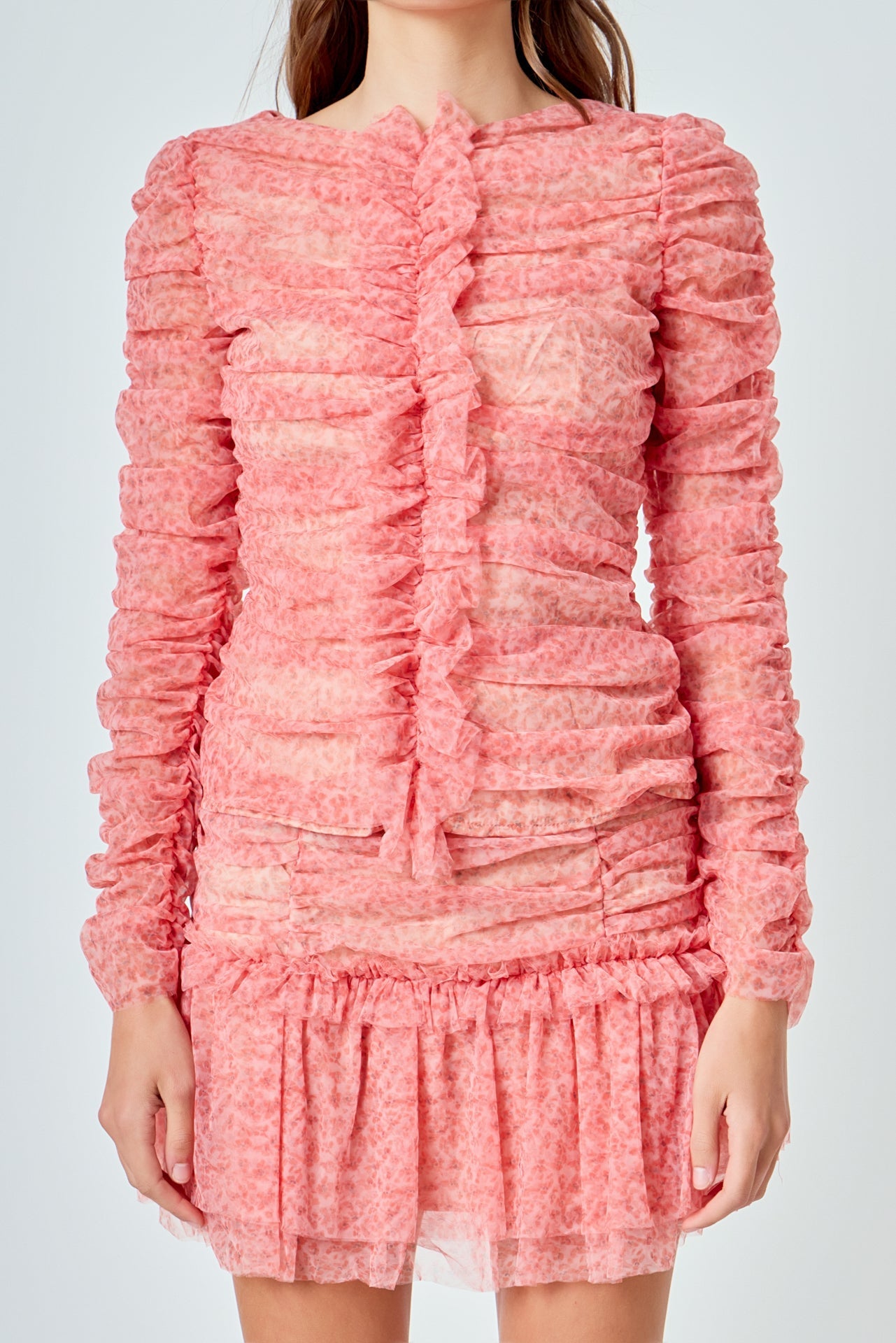 ENDLESS ROSE - Floral Tulle Long Sleeve Top - TOPS available at Objectrare