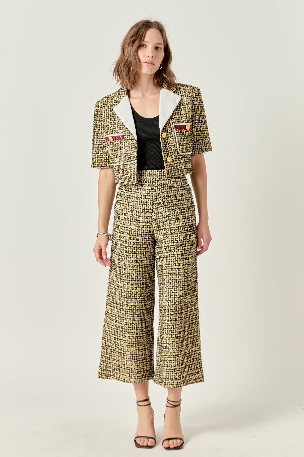 ENGLISH FACTORY - Premium Cropped Tweed Jacket - JACKETS available at Objectrare