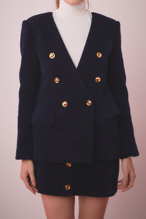 ENGLISH FACTORY - Structured Lapeless Textured Jacket - JACKETS available at Objectrare
