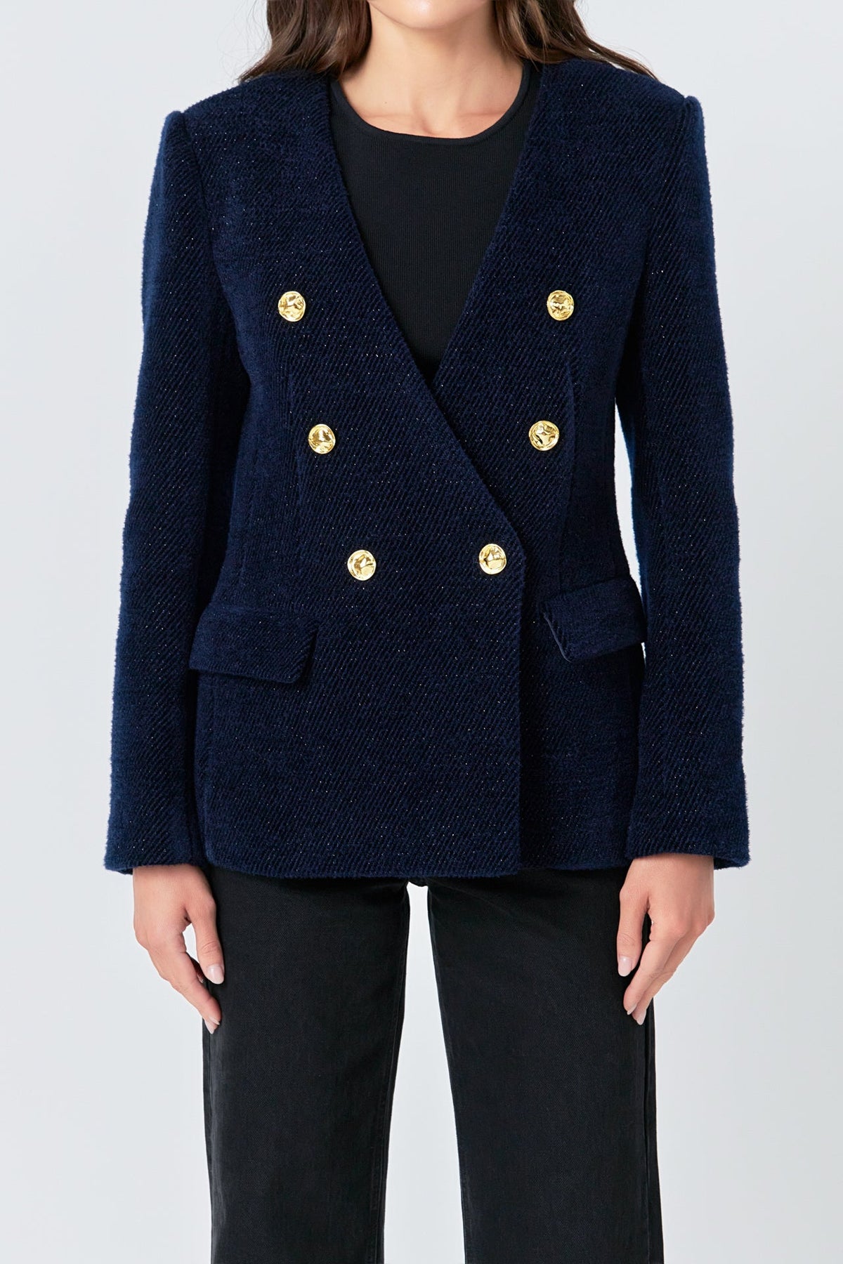 ENGLISH FACTORY - Structured Lapeless Textured Jacket - JACKETS available at Objectrare