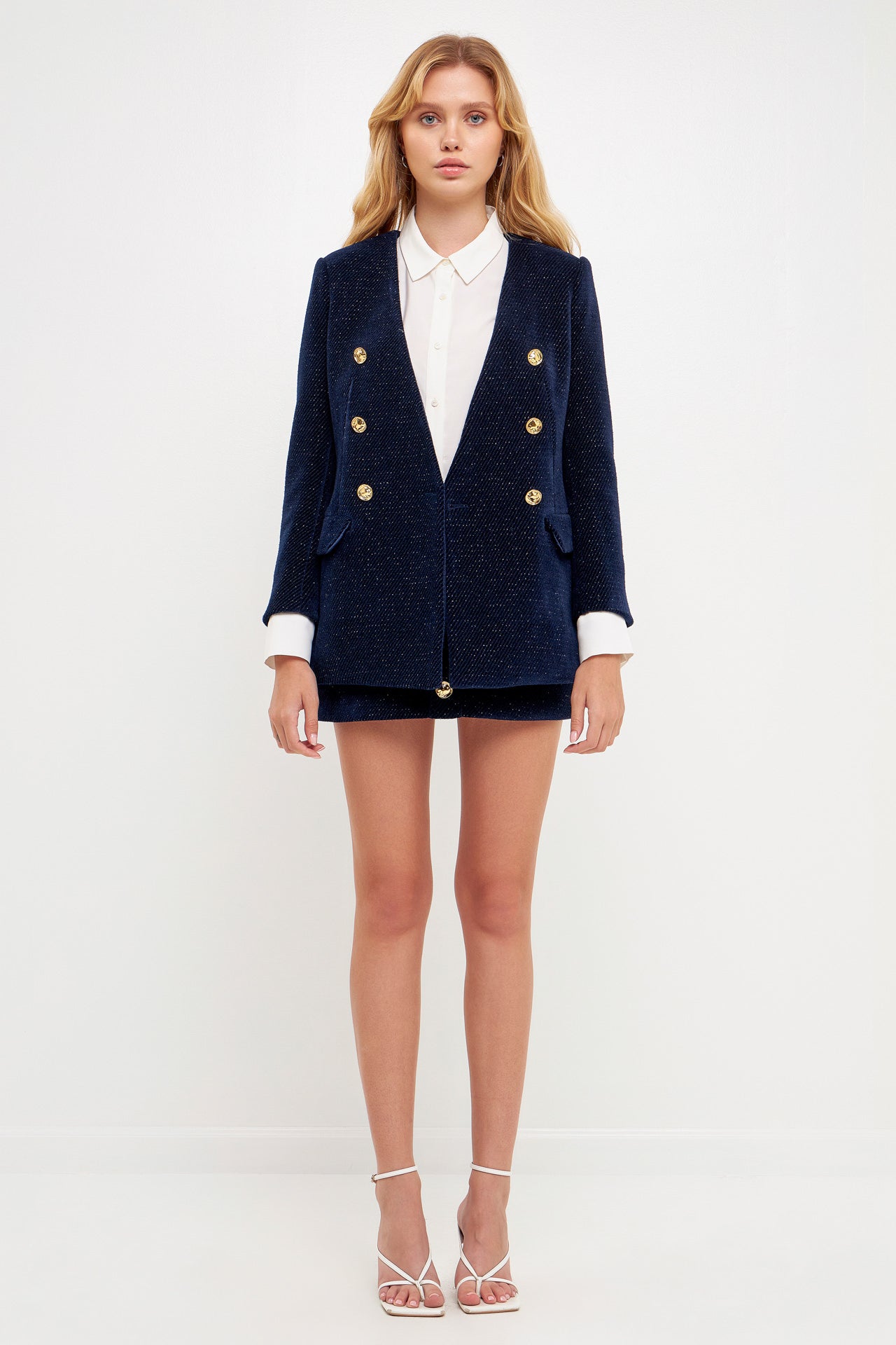 ENGLISH FACTORY - Structured Lapeless Textured Jacket - JACKETS available at Objectrare