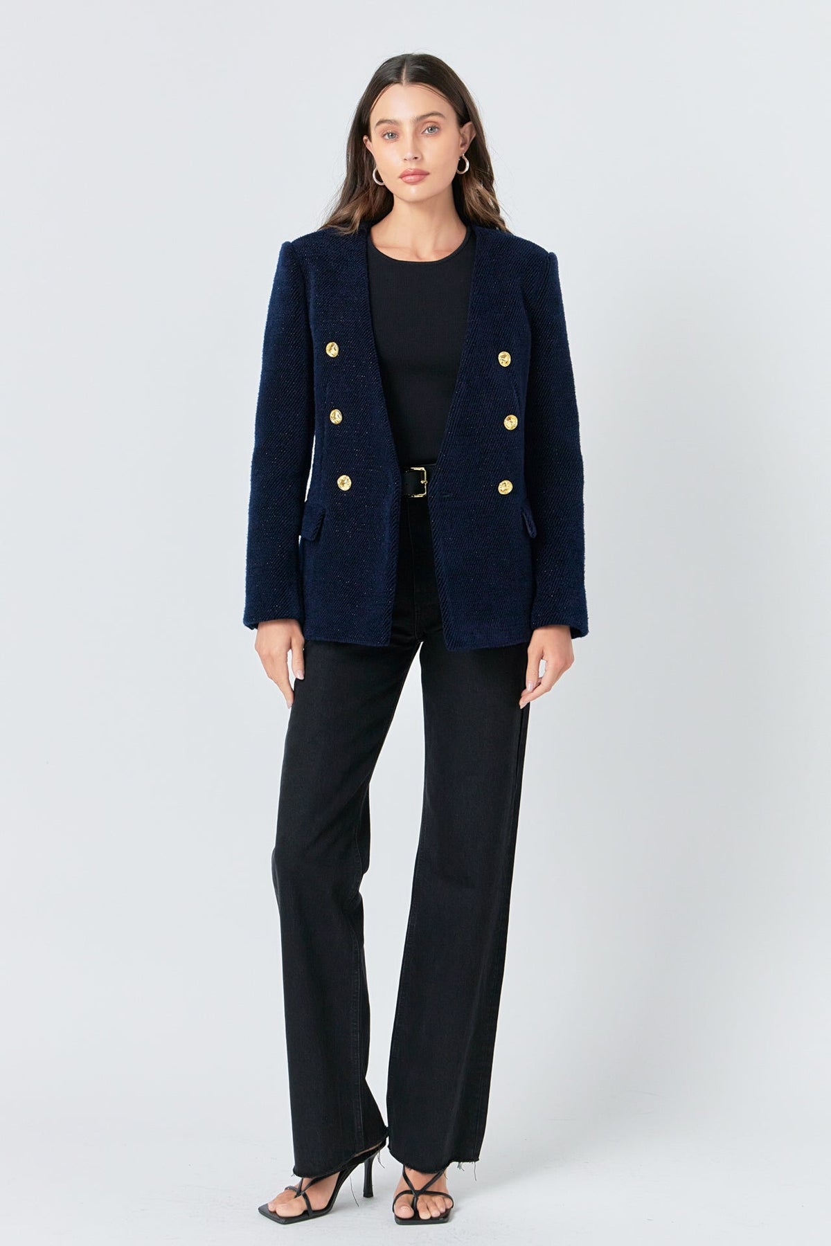 ENGLISH FACTORY - Structured Lapeless Textured Jacket - JACKETS available at Objectrare