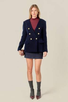 ENGLISH FACTORY - Structured Lapeless Textured Jacket - JACKETS available at Objectrare