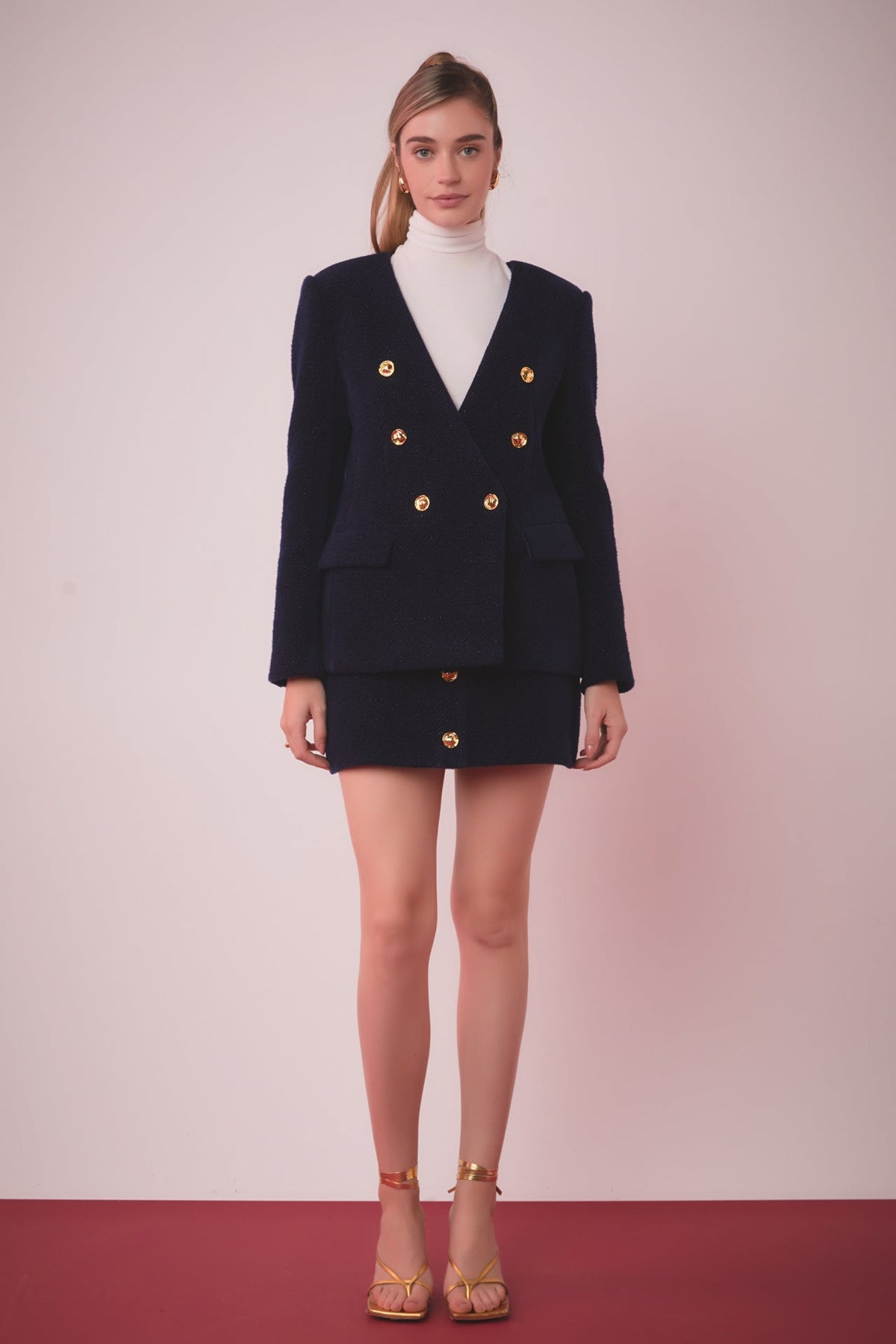 ENGLISH FACTORY - Structured Lapeless Textured Jacket - JACKETS available at Objectrare