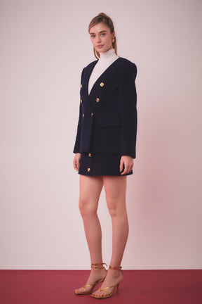 ENGLISH FACTORY - Structured Lapeless Textured Jacket - JACKETS available at Objectrare