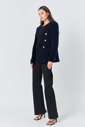 ENGLISH FACTORY - Structured Lapeless Textured Jacket - JACKETS available at Objectrare