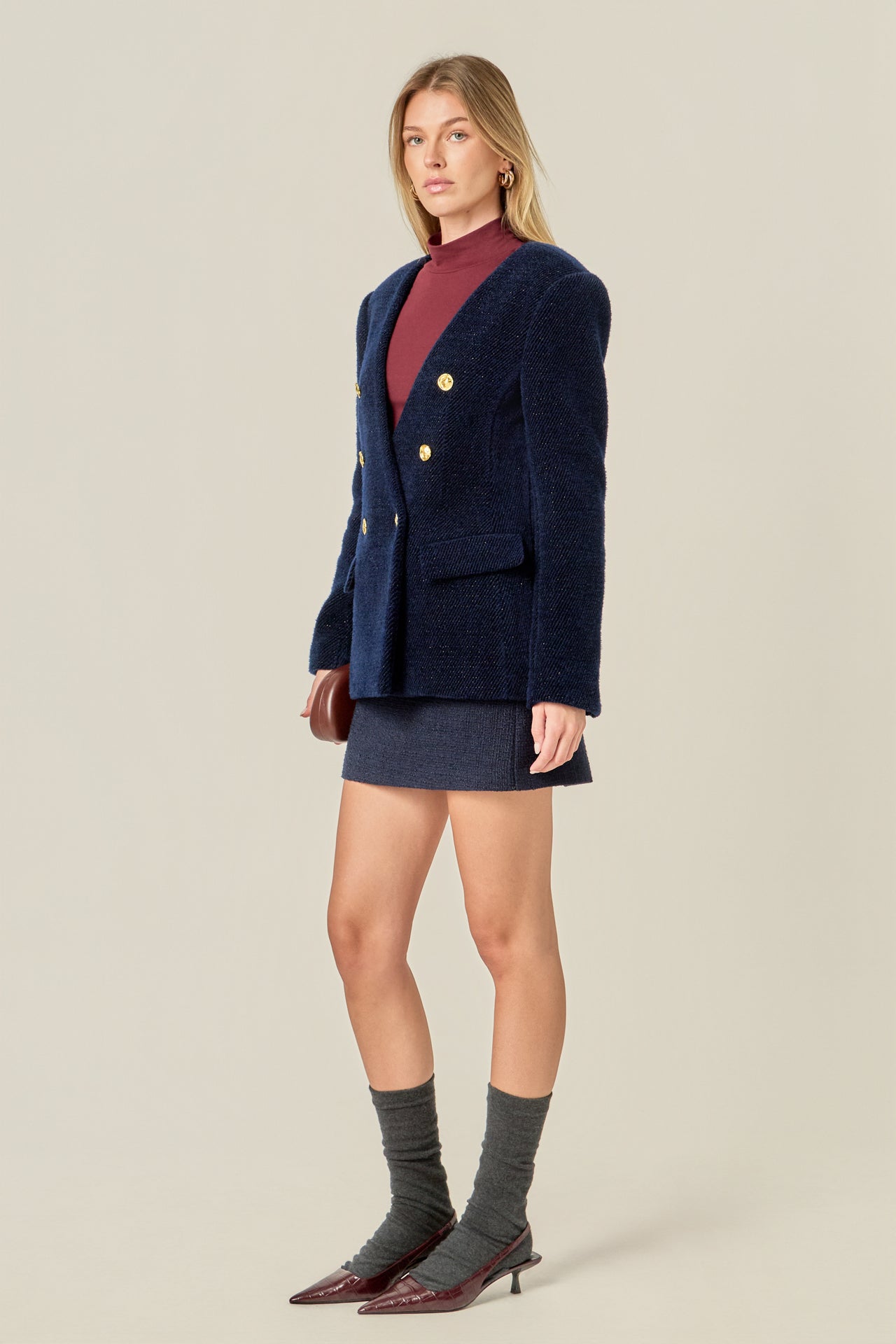 ENGLISH FACTORY - Structured Lapeless Textured Jacket - JACKETS available at Objectrare