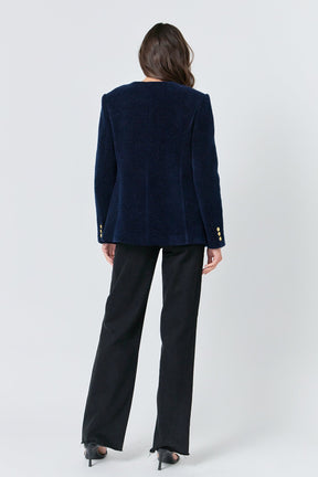 ENGLISH FACTORY - Structured Lapeless Textured Jacket - JACKETS available at Objectrare